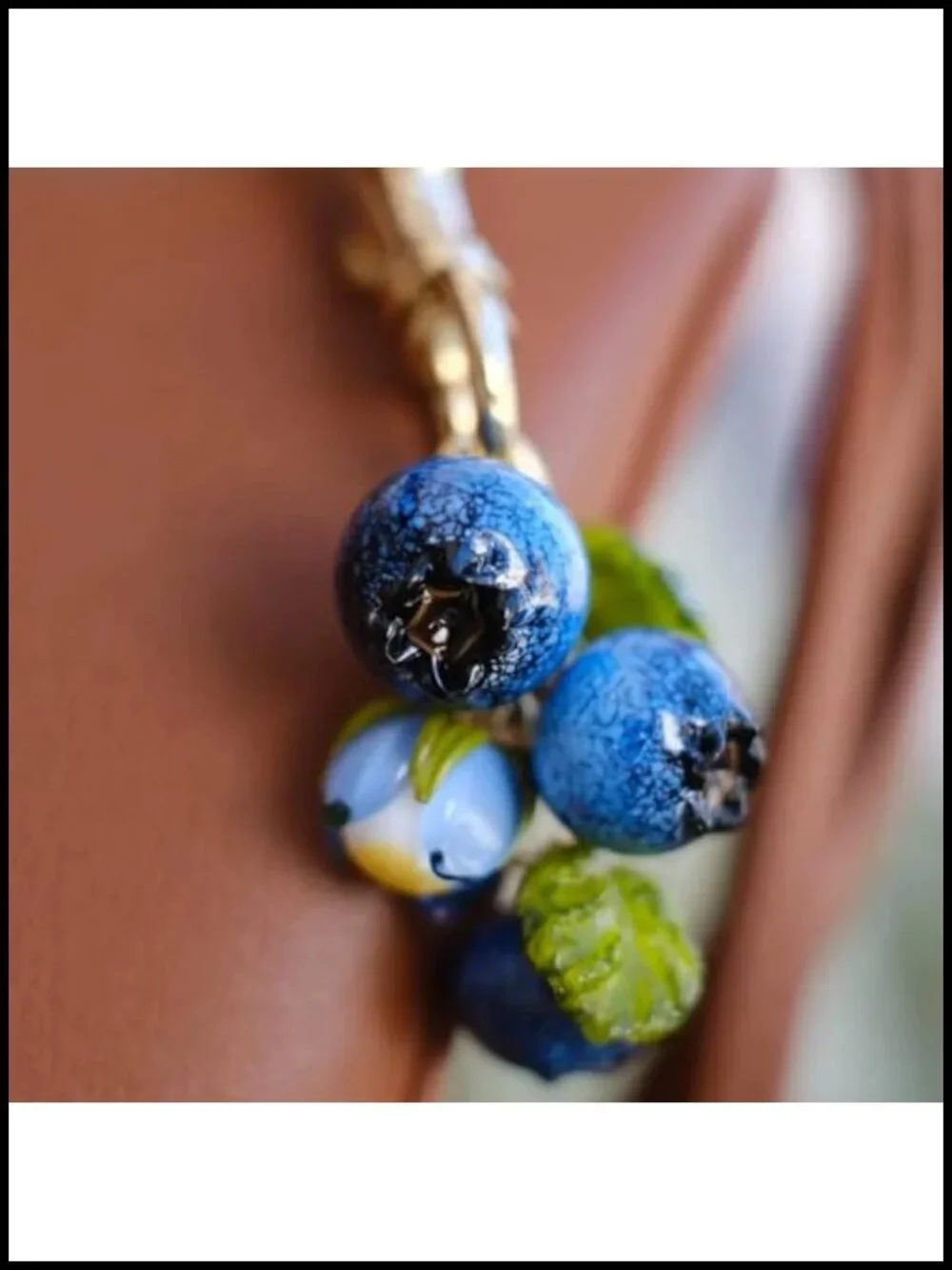 Blueberry Fruit Charm Keychain for Handbags Tote Bags Cute 3D Plastic Purse